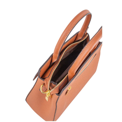 Textured Structured Top Handle Handbag