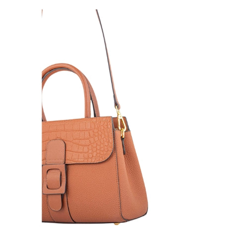Textured Structured Top Handle Handbag
